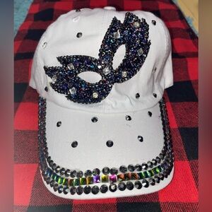 White Masquerade Studded Baseball Cap
